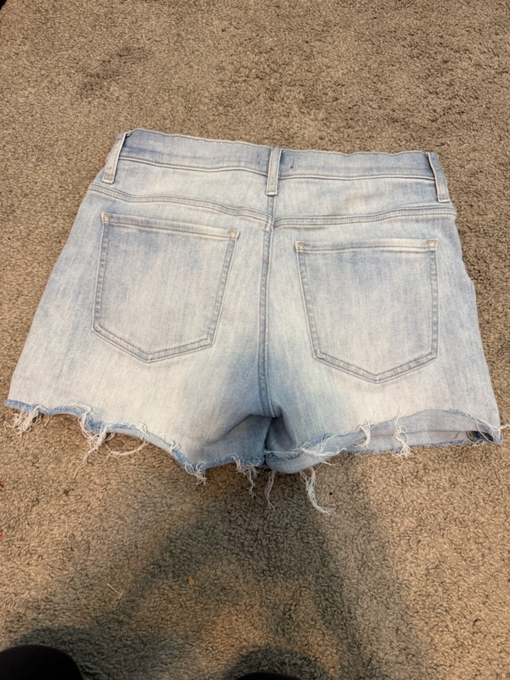 Express Light Blue Frayed Hem Denim Shorts - Picture 4 of 4